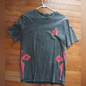 Gray T-Shirt with Red Cross Design